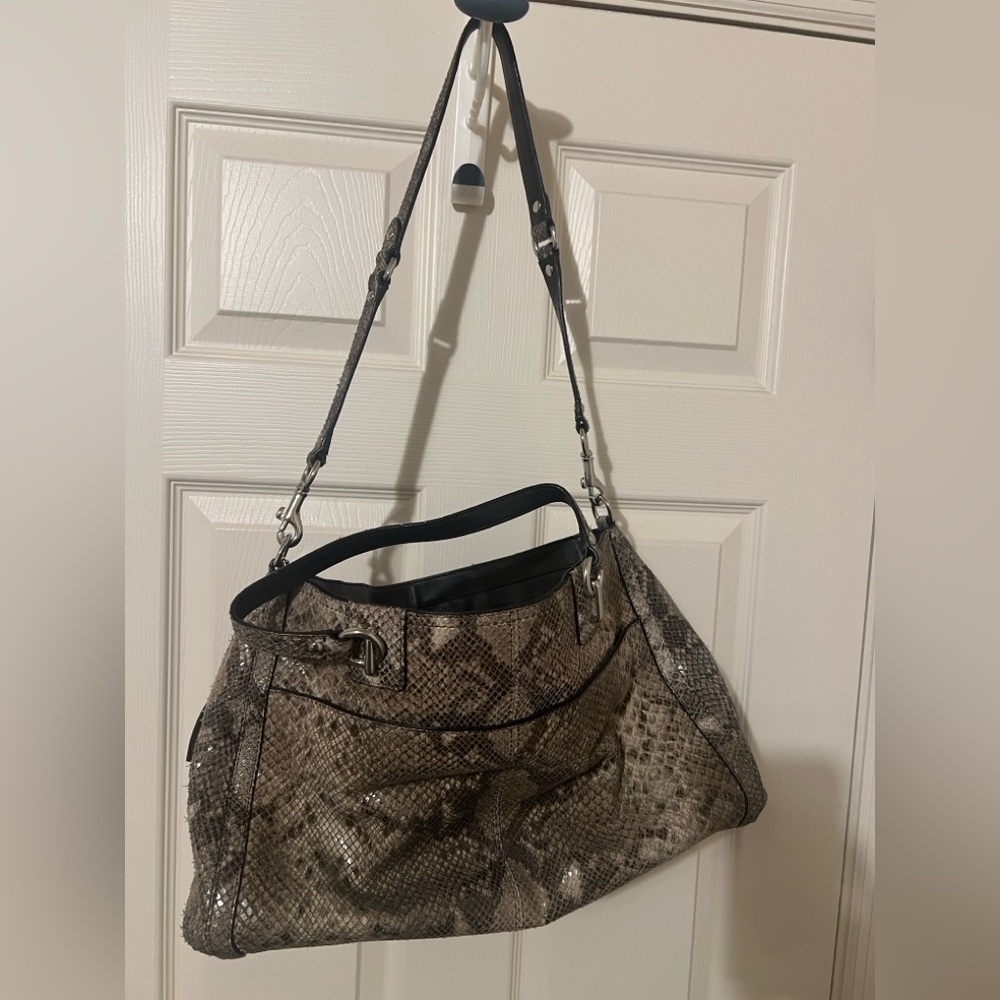 Coach Morgan Python Satchel Shoulder Bag - Black … - image 3